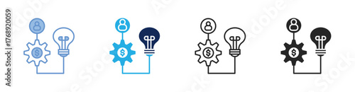 Business Model Icon Collection Featuring Multiple Styles
