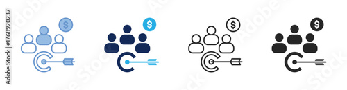 Target Market Icon Collection Featuring Multiple Styles