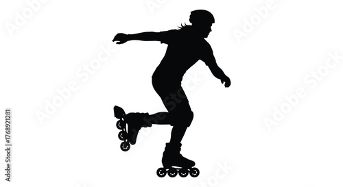 Dynamic silhouette of a person roller skating with arms outstretched in a graceful pose silhouette