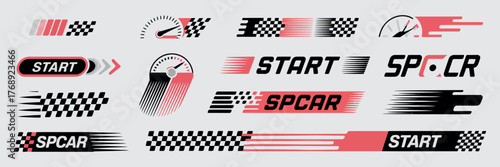 Sport racing stripes and vinyl sticker collection for auto, moto, and truck design — vector graphics featuring speed lines, decals, and racy elements for performance vehicle decoration.