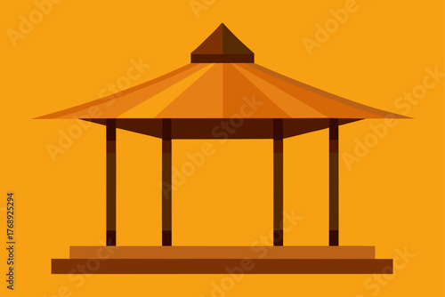 Bamboo Gazebo Wood Floor Pattern Background Illustration