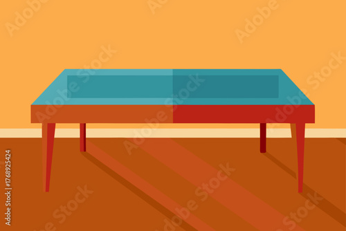 Coffee table on hardwood floor background illustration