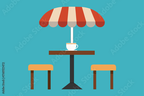 Cozy cafe table with wood top surface illustration