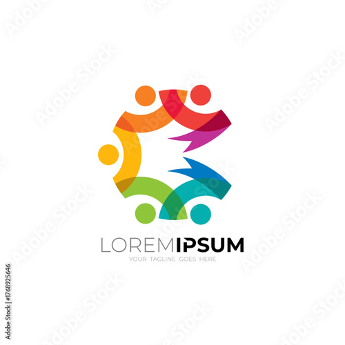 Charity logos, Letter C logo with social design template, colorful style