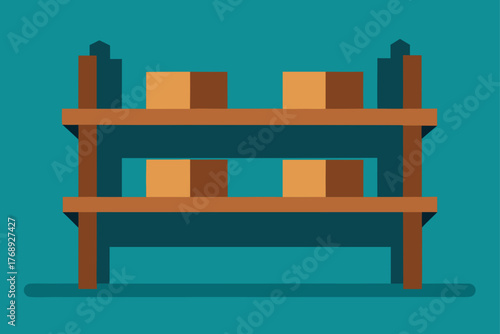 Vintage Shelf With Old Wooden Boards Illustration