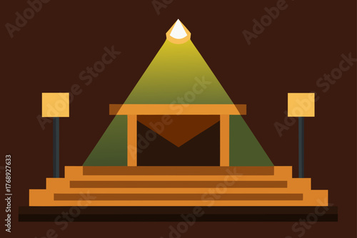 Wooden Stage With Spotlight Background Illustration