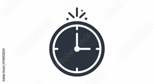 Midnight clock icon in solid vector style.