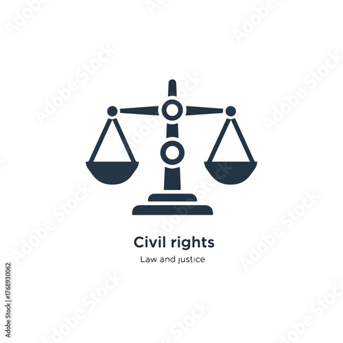 Civil Rights Law and Justice Icon symbolizing fairness equality and legal balance with scales of justice conceptual graphic