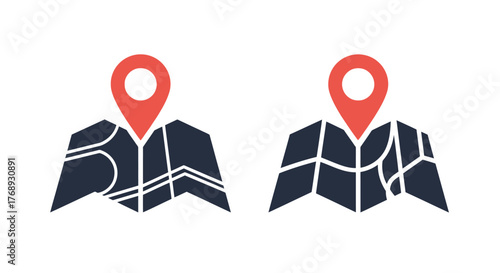 Two map location markers illustrating points of interest or destinations