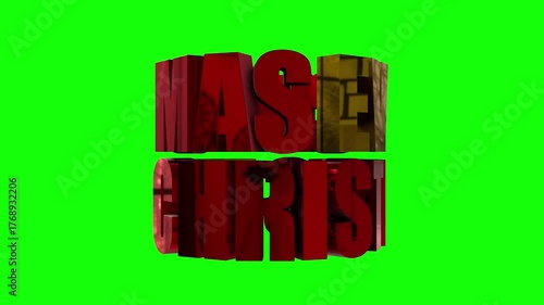 Cylindrical 3D Text Stack – Shiny Christmas Eve Animation – Transparent Keyable Background