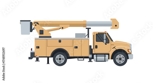 Illustration of a yellow utility truck with an aerial lift mechanism
