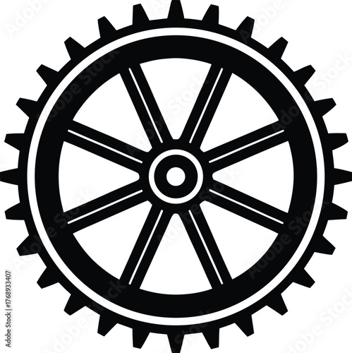 Vintage brass clockwork gear mechanism icon design