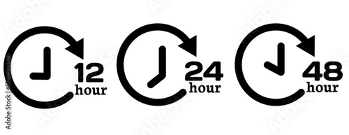 12, 24, and 48-hour service icon vectors. Hourly service icon.