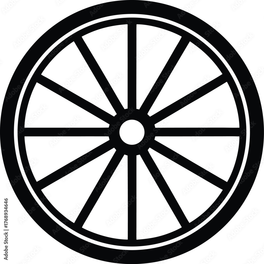 Fototapeta premium Vintage carriage wheel icon graphic element
