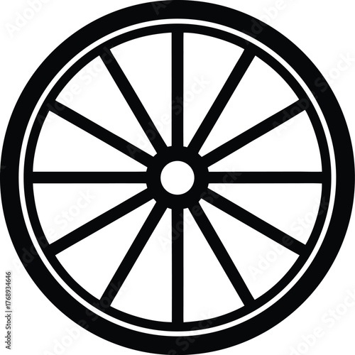 Vintage carriage wheel icon graphic element