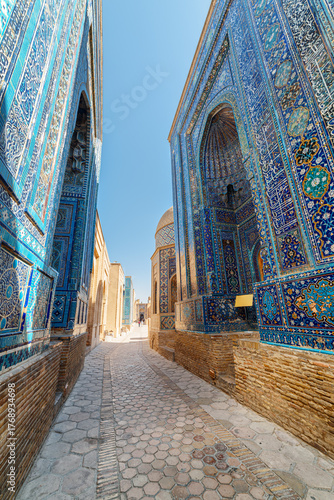 View of the Shah-i-Zinda Ensemble, Samarkand, Uzbekistan