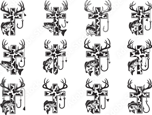 Camo Cross Fishing SVG,Christian Hunting