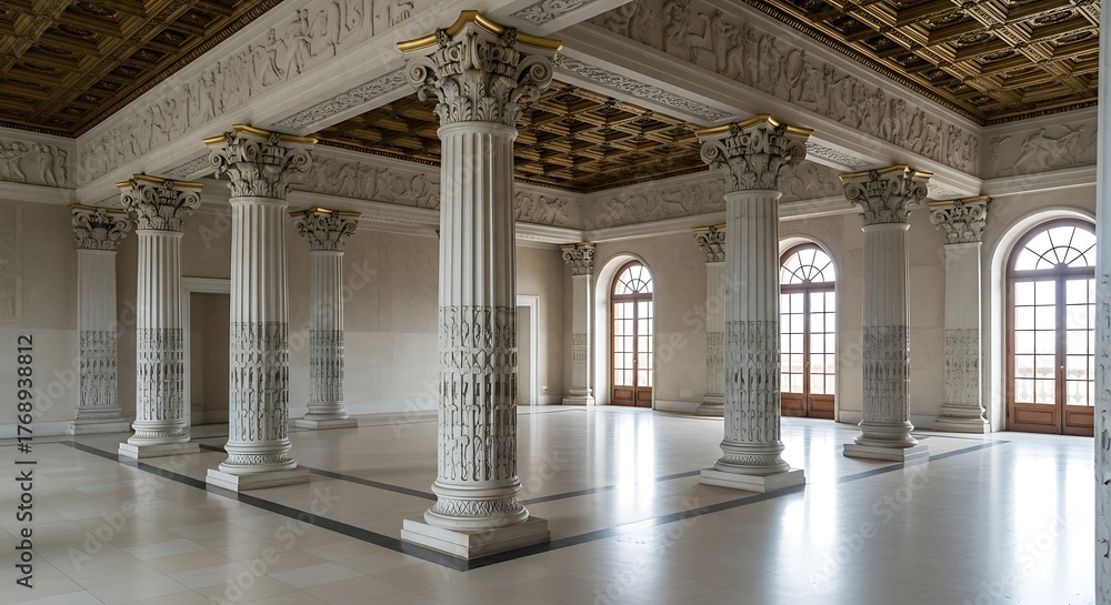 Obraz premium Empty square room with the pillars of a beautiful building in Palace