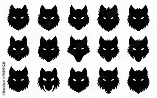 Canvas Print set of cats silhouettes