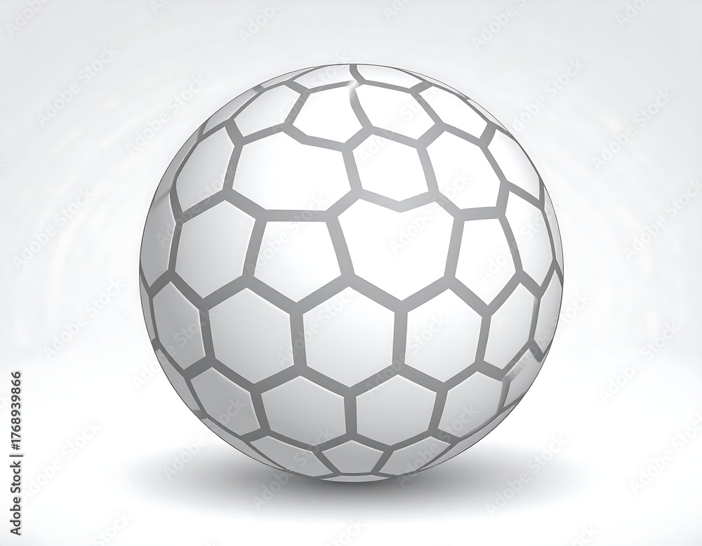 Fototapeta premium A white sphere with a honeycomb-like pattern, rendered with shading