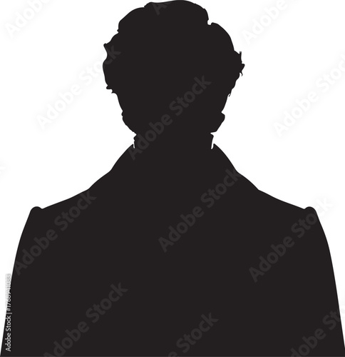 Silhouette of a male figure in 1800s Russian fashion, featuring period-appropriate attire. Historical, stylized design.