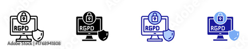 RGPD Data Shield  Icon Set Multiple Style Collection
