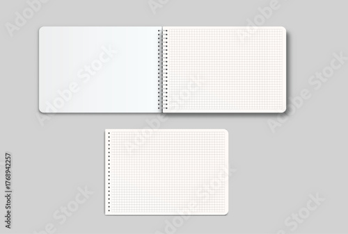 Vector realistic 3d spiral notebook sheets mockup with paper binder page for memo pads, isolated. For the business presentation journal, notepad, booklet, catalogue, publisher, advertising corporate