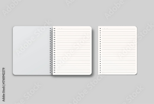 Vector realistic 3d spiral notebook sheets mockup with paper binder page for memo pads, isolated. For the business presentation journal, notepad, booklet, catalogue, publisher, advertising corporate