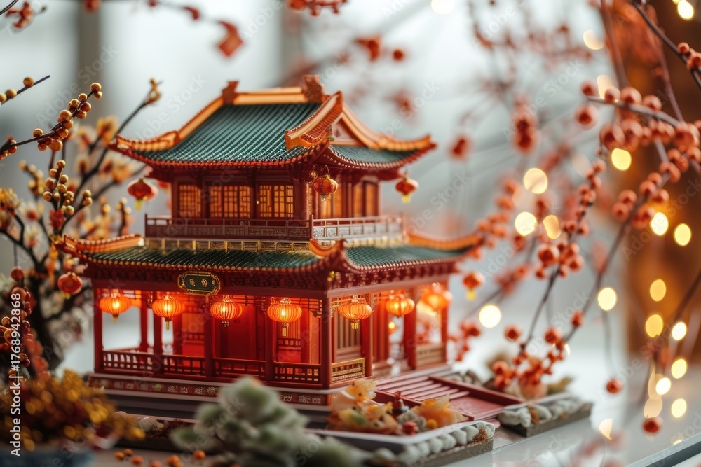 Fototapeta premium Chinese New Year architecture building temple.