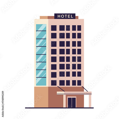Flat Design Hotel Building Vector