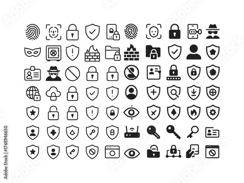 Cybersecurity and privacy icon set design