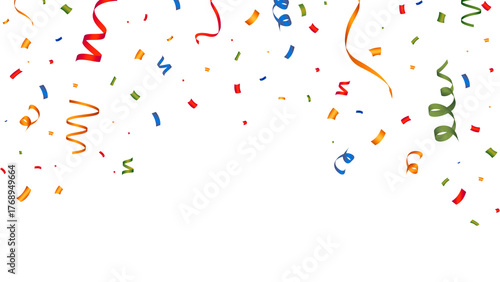 Multicoloured confetti falling frame 