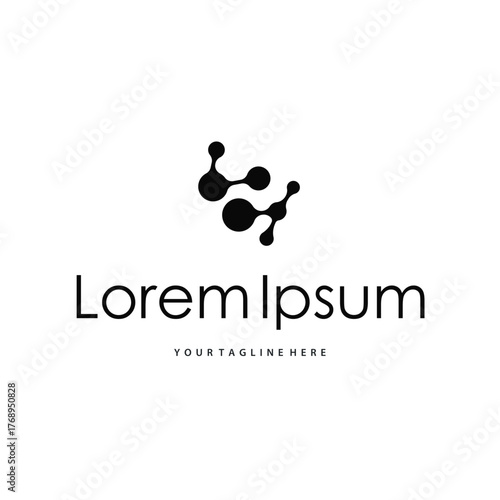 Neuron logo simple design cell dna molecule atom with modern minimalist concept design for brand business product also poster template and design