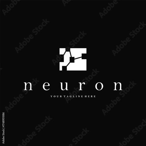 Neuron logo simple design cell dna molecule atom with modern minimalist concept design for brand business product also poster template and design