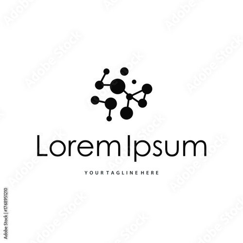Neuron logo simple design cell dna molecule atom with modern minimalist concept design for brand business product also poster template and design
