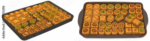 Assorted baklava sweets on a tray