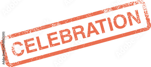A vibrant red distressed stamp impression distinctly featuring the word Celebration ready for festive occasions