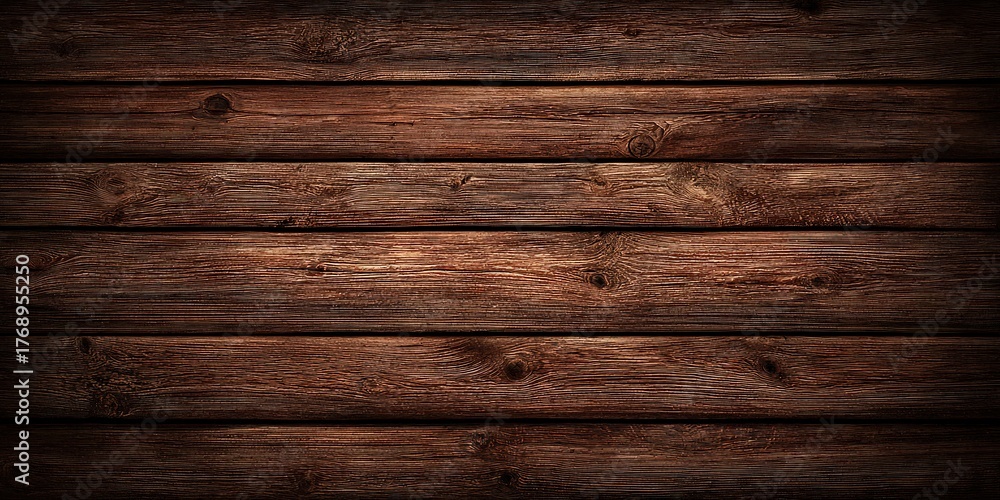 Fototapeta premium Textured Brown Wood Planks Abstract Background With Horizontal Lines And Detailed Grain Structure
