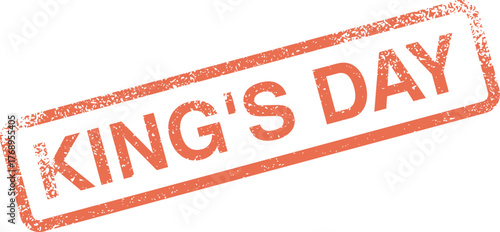 Celebration red distressed stamp commemorating a royal Kings Day or national holiday event