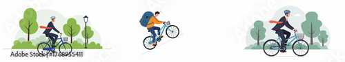 Man riding bicycle in park, business casual style