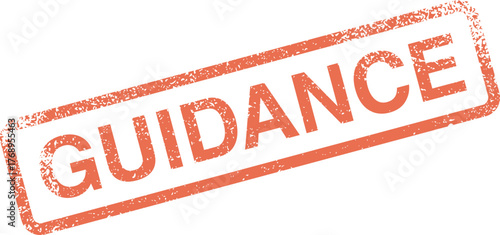 Distressed orange GUIDANCE word in a bold stamp design for advisory and leadership visuals