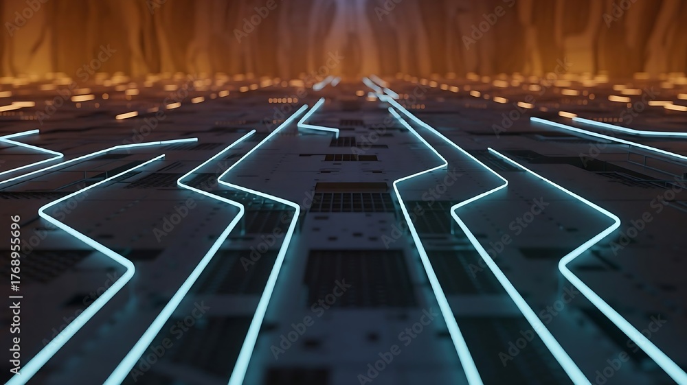 Fototapeta premium Modern glowing circuit board design for tech and futuristic concepts