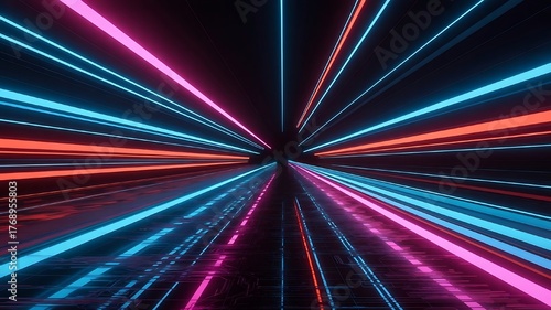 Dive into futuristic speed with dynamic neon light trails and modern design