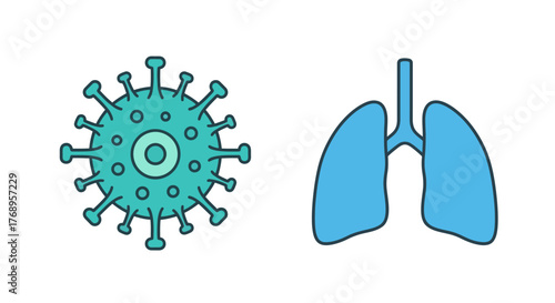 Coronavirus and lungs illustration depicting respiratory system health concerns