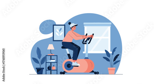 Gym Cycling Machine Workout Vector – Fitness Training and Exercise Equipment Illustration - Fitness Gym Training Design