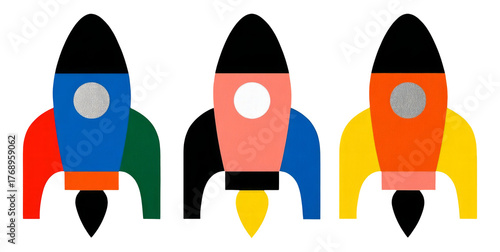 Wallpaper Mural Colorful abstract rocket shapes on transparent background for creative projects Torontodigital.ca