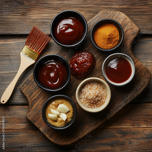 Top View of Homemade American Barbecue Sauce Preparation