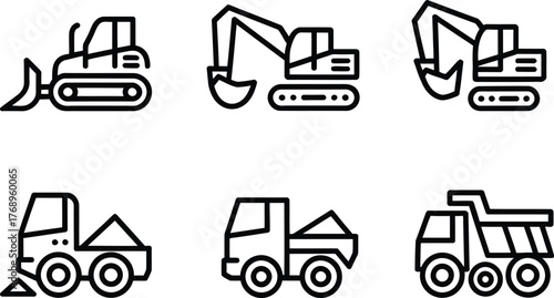 vector set of construction machines