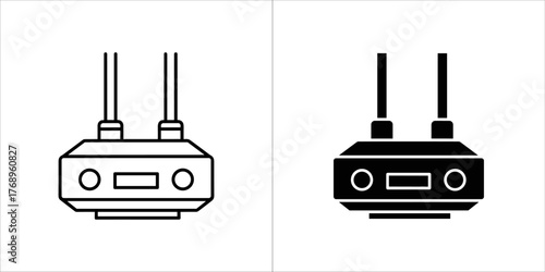 Illustration of router in black and white wireless device icon