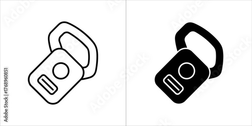 Camera strap mount icon in outline and glyph style for photography